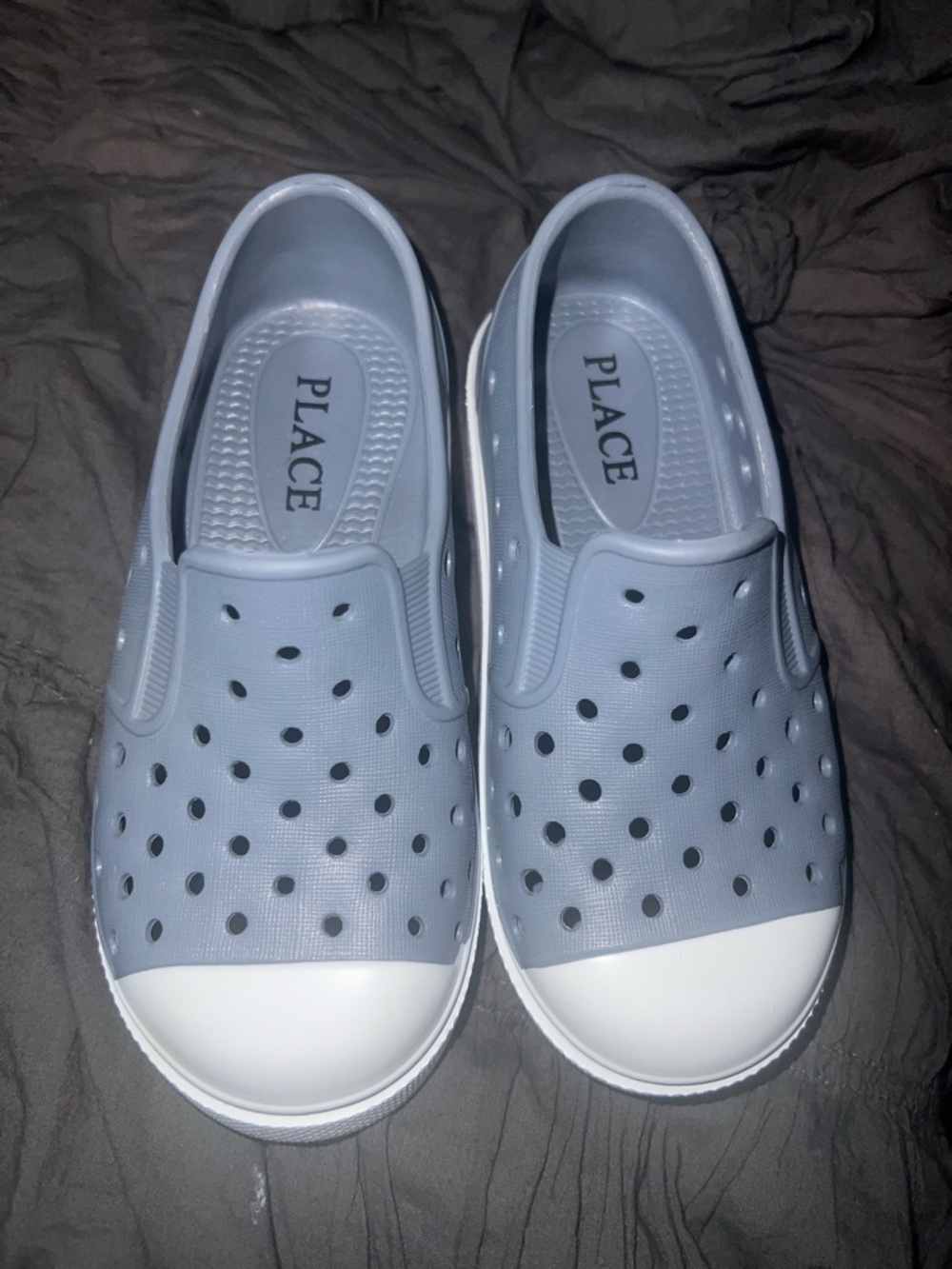 PLACE Kids' Slip-On Perforated Water Shoes in Light Blue and White